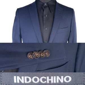 INDOCHINO Mens Blazer Sport Coat Casual Jacket Size 40S Blue Wool Two Button EUC
